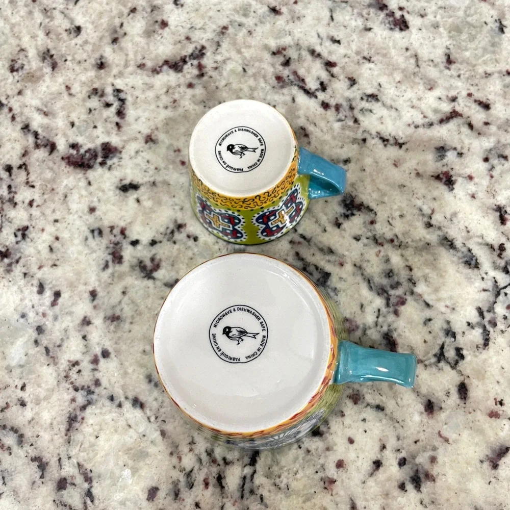 Anthropologie Austin Flora Boho Ceramic Measuring Cups Replacement 1 & 1/3 Cups